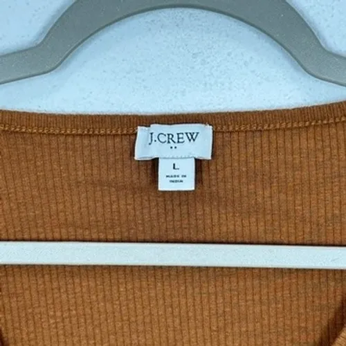 J. Crew Factory Long Sleeve Ribbed Henley Top Rust Brown Orange Size L Casual Size L - Image 4
