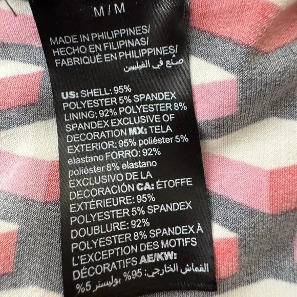 WHBM Black Red Split-Sleeve Shift‎ Geometric Print Dress Size M - Image 7