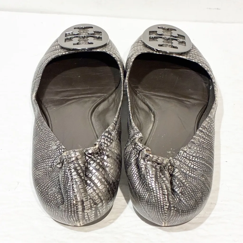TORY BURCH Reva Lizard Embossed Leather Ballet Flats Size 9 - Image 6