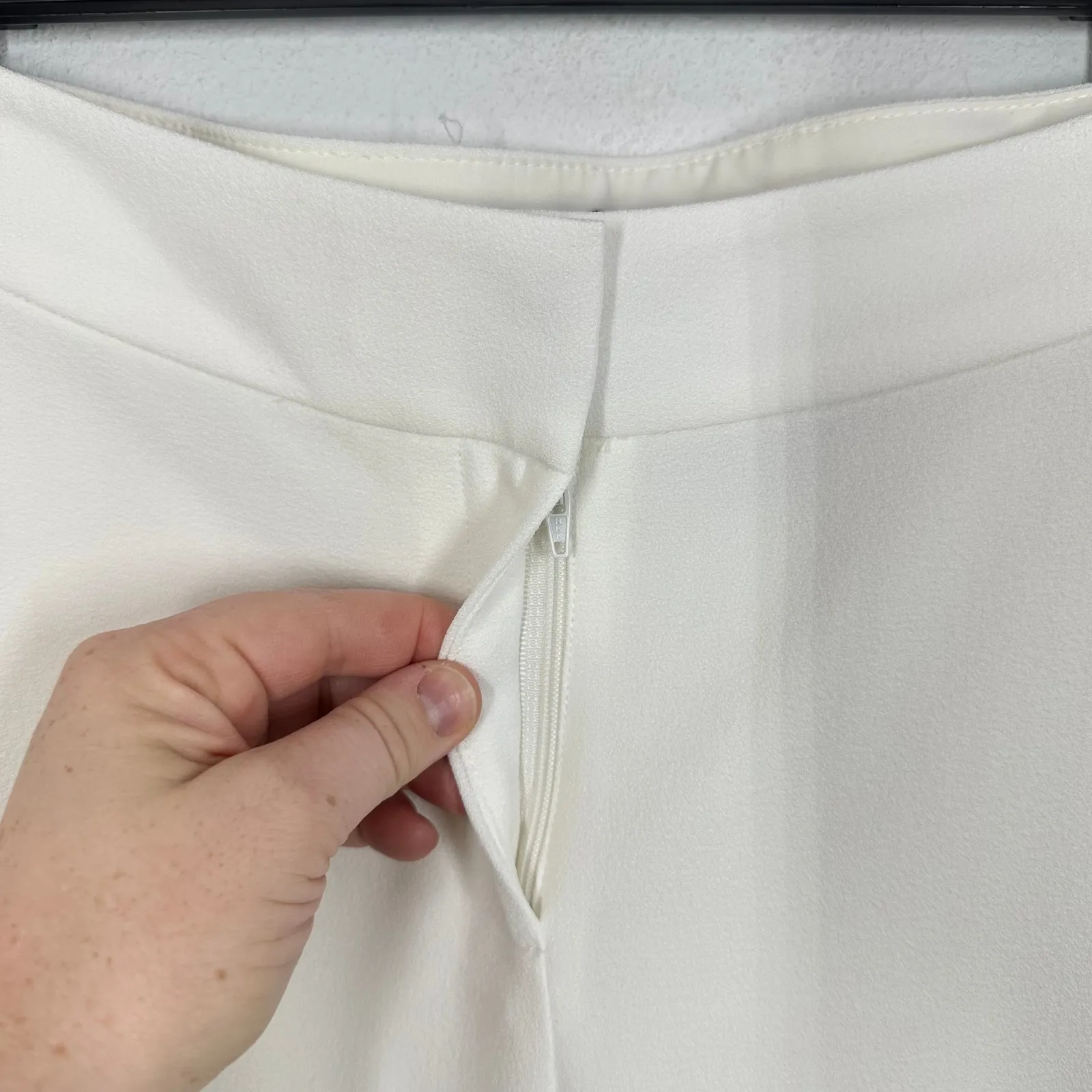 Tahari Women's Wide Leg Pants Cream White Formal‎ Career Trousers Size 4 Elegant - Image 3