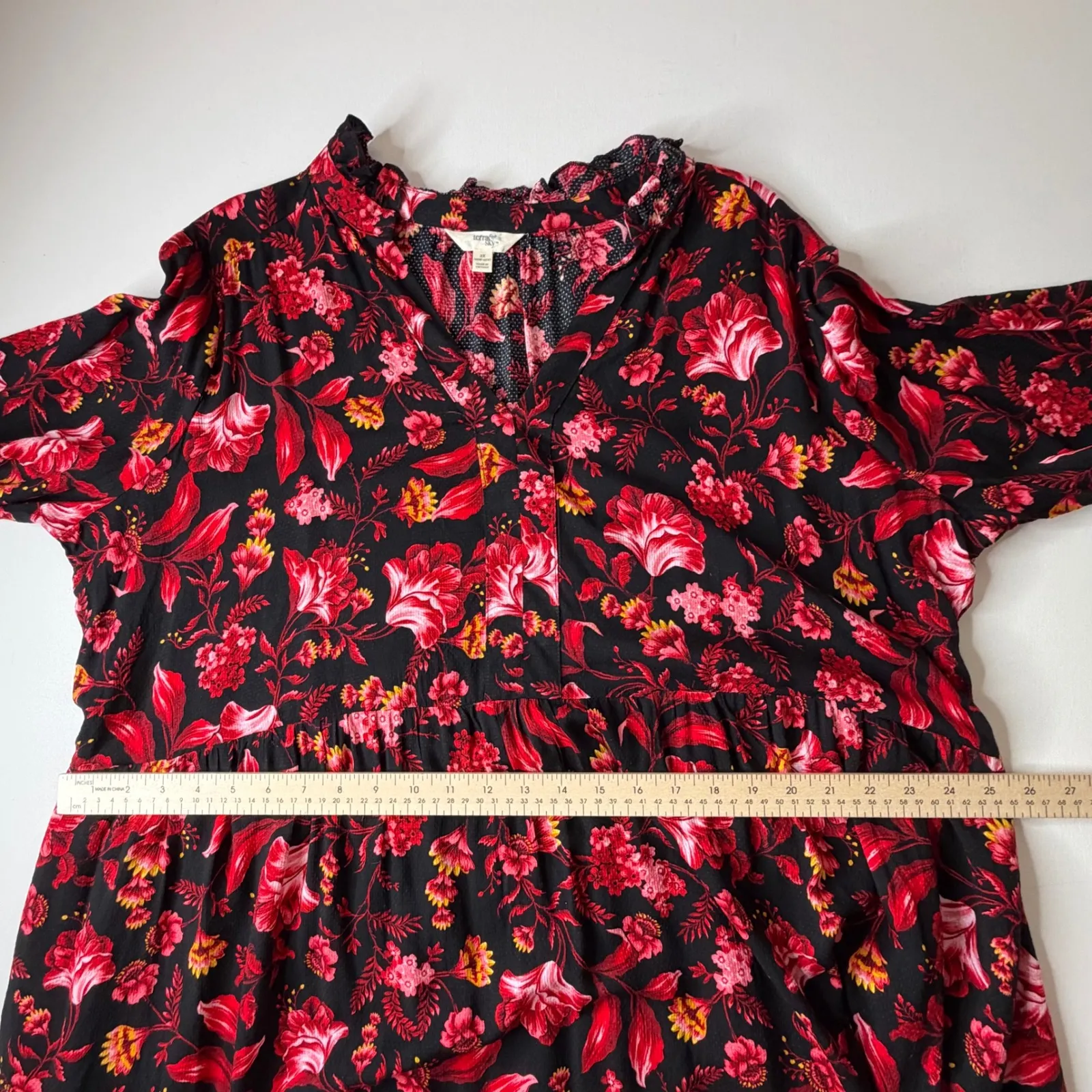 Terra & Sky Floral Maxi Dress Size 2X Romantic Whimsigoth Cottage Modest Fall - Image 10