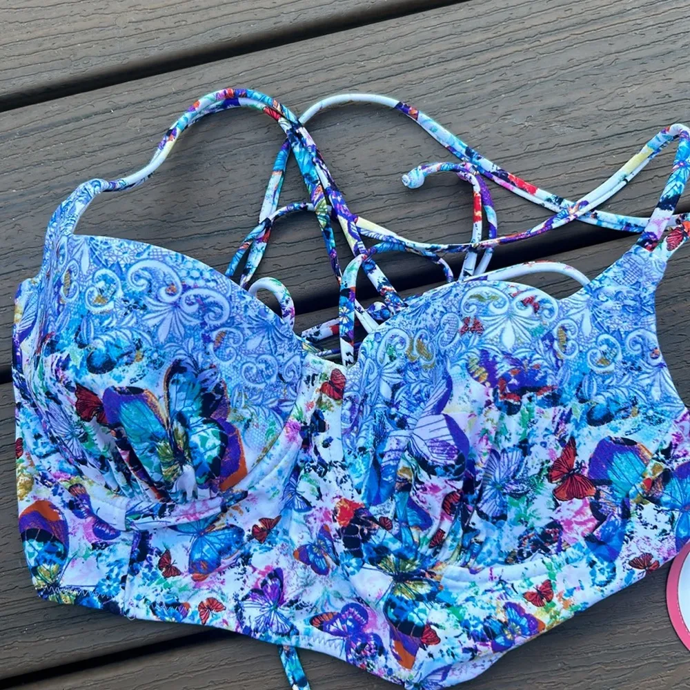 NWT Profile Blusg Gottex Swim Butterfly Corset Bikini Top Size Small - Image 4