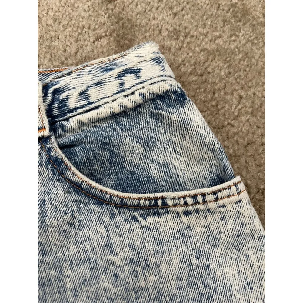 80s No Excuses Shorts 7 Distressed Acid Wash Frayed Retro Grunge Summer Baddie Blue Size 24 - Image 4