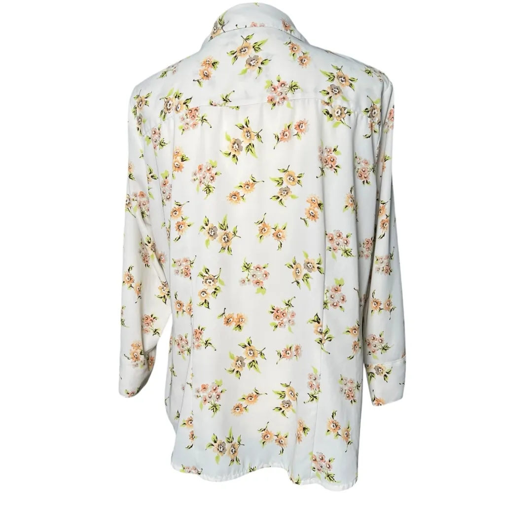 Covington Floral Button Down 3/4 Sleeve Blouse Size Large - Image 4