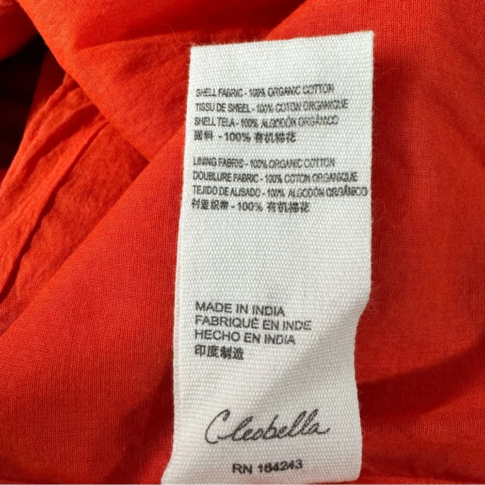 Cleobella Blair Tassel-Cuff Ruffle Short Sleeve Mini Dress Floral Orange Small S - Image 12