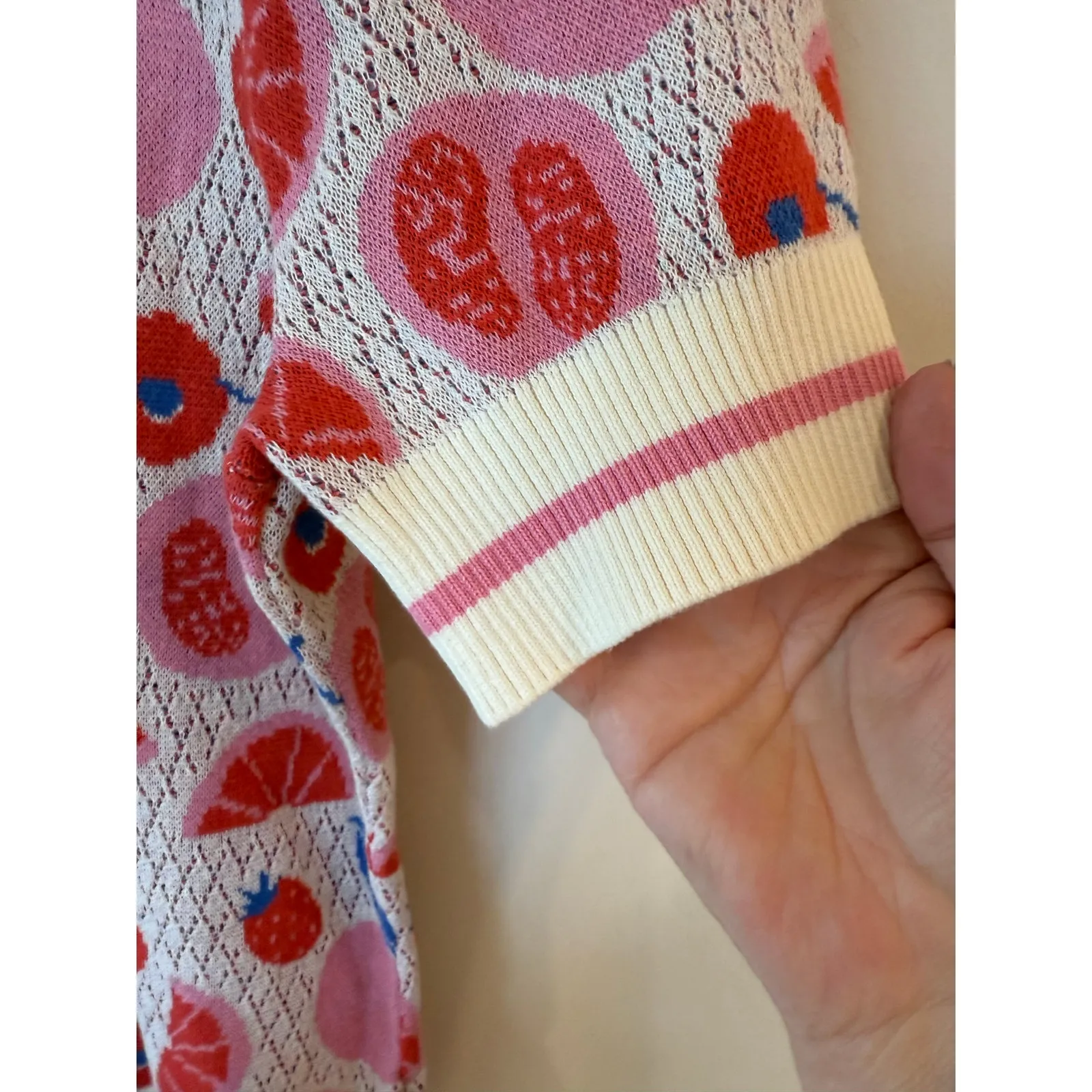 NWOT Cynthia Rowley Short Sleeve Cotton Knit
Polo Shirt Citrus Print Size Large - Image 3