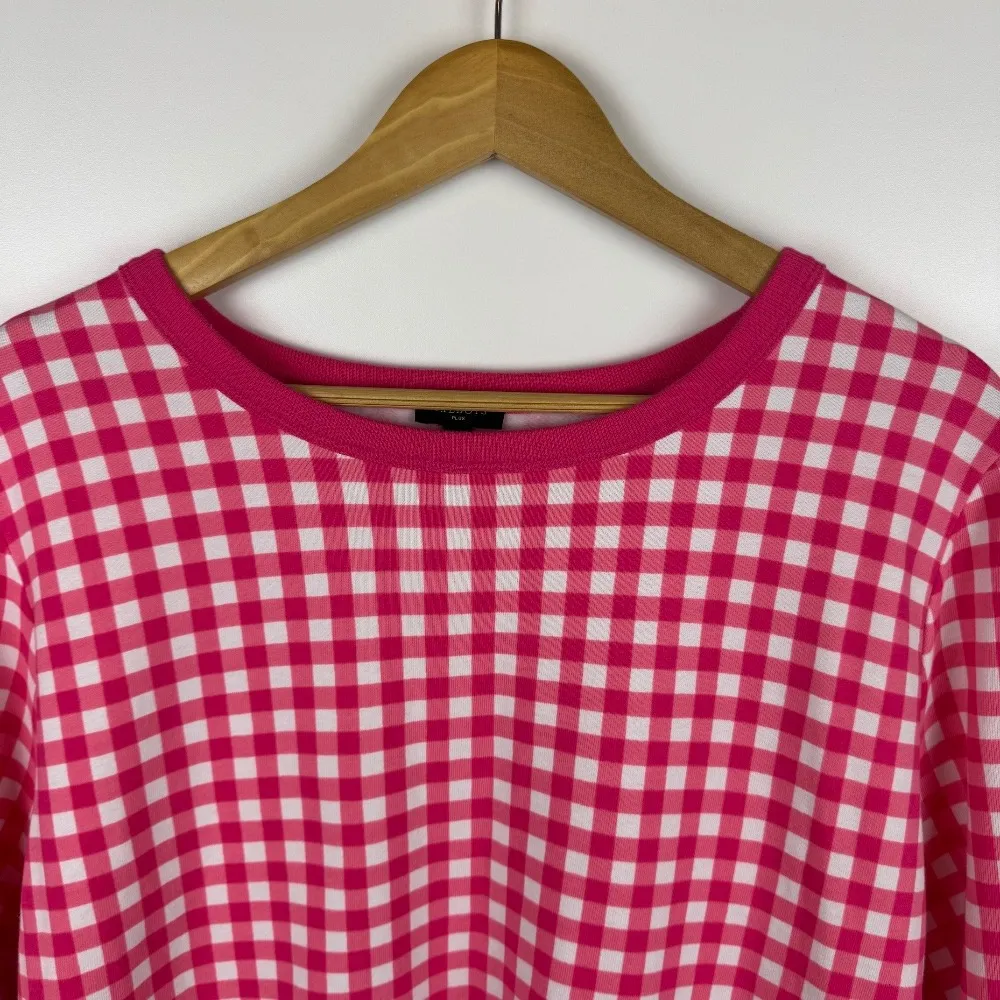 Talbots Pink Gingham Print Sweatshirt Sz 2X Pullover‎ Long Sleeve Preppy Plus - Image 3