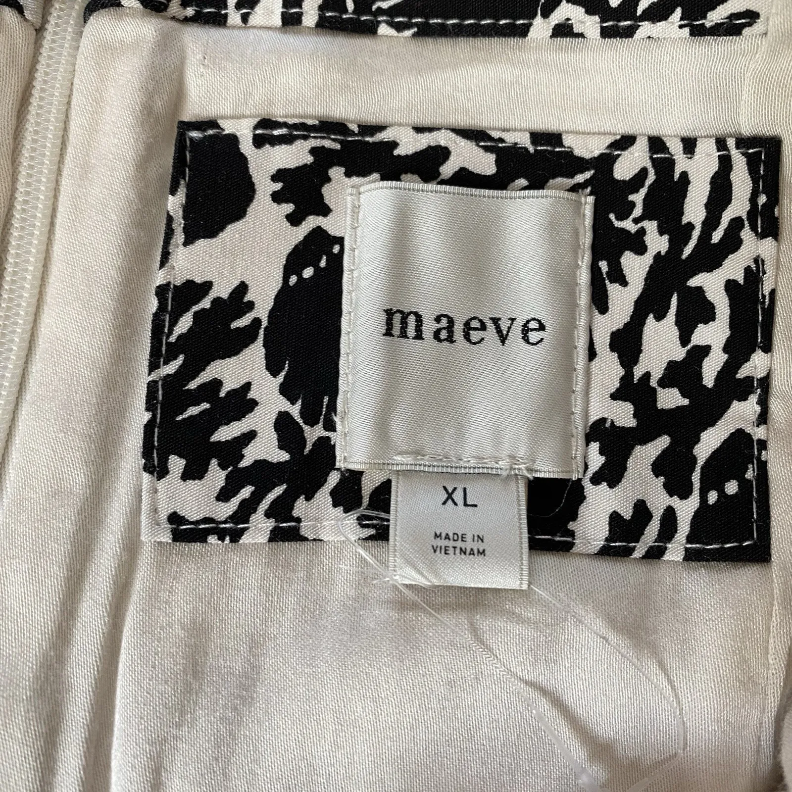 Maeve Anthropologie Black & White Sheath Dress Seashell Print Knee Length XL - Image 2