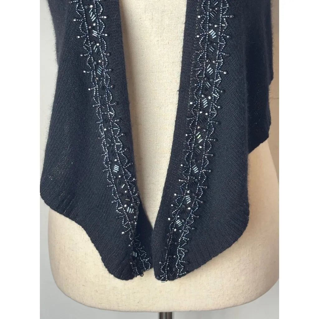 Autumn Cashmere Sweater Women Small Black Cashmere Beaded Neckline‎ Cardigan - Image 7