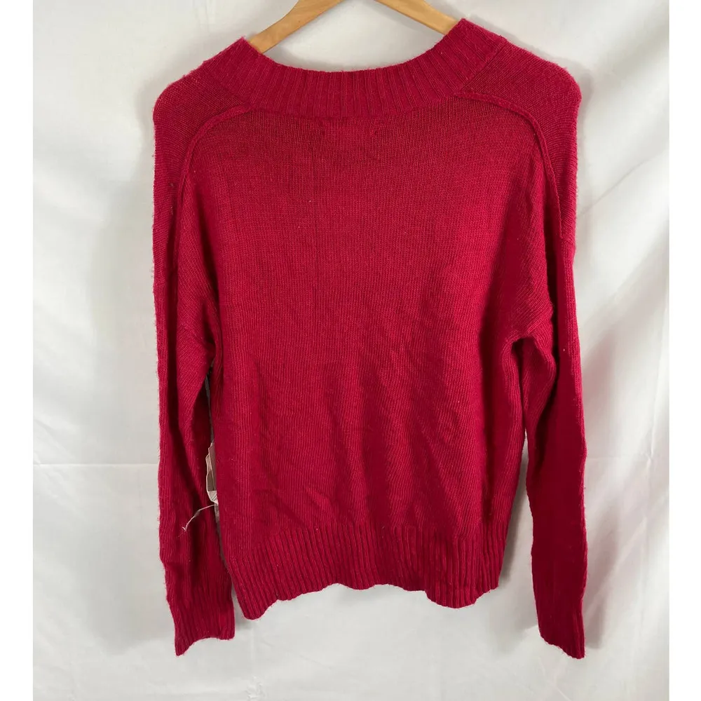 NWT Treasure & Bond V-Neck Pullover Knit Sweater Seam Detail Red Persia XS - Image 5