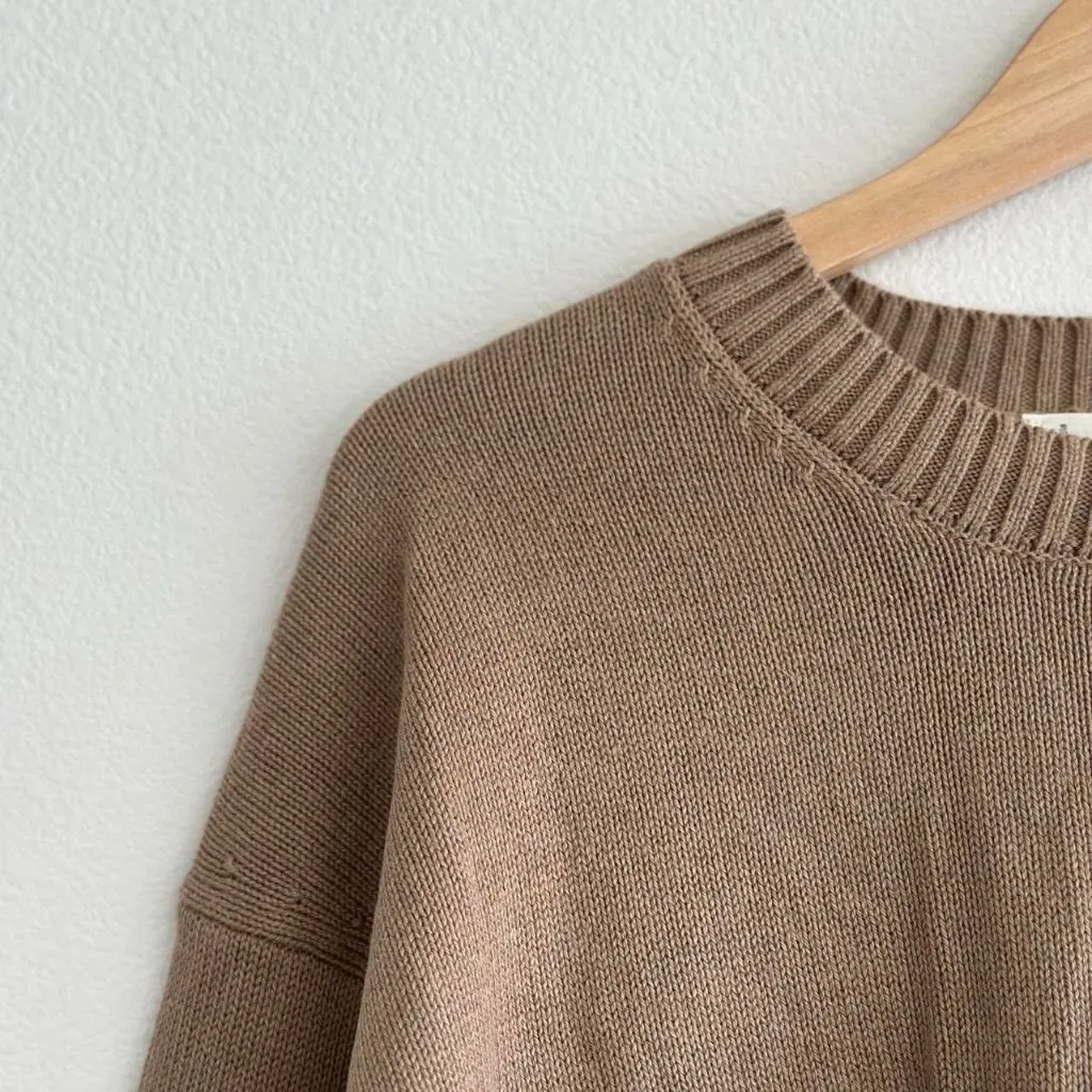 Everlane The Boxy Sweater in Everyday Cotton in Dark Heathered Camel Size Medium - Image 6