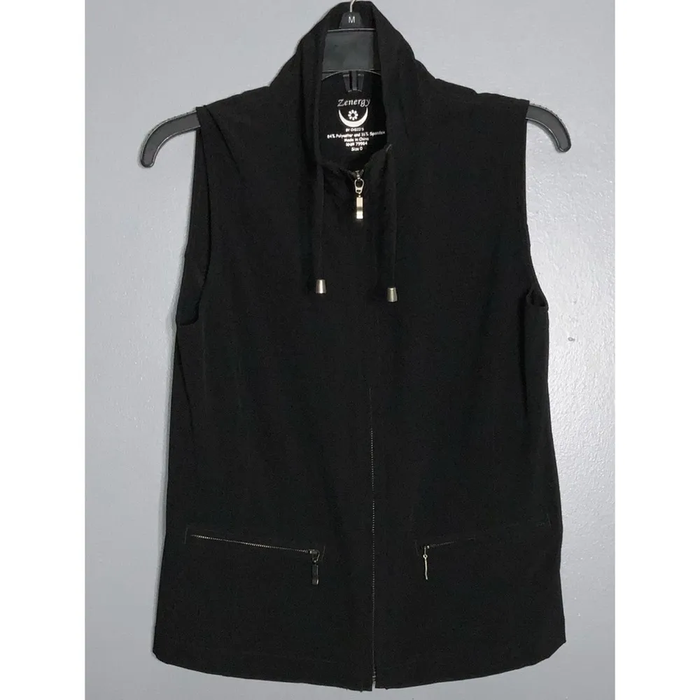 Chico’s Zenergy Black Lightweight Layering Stretchy Zip Up Casual Active Vest XS - Image 3