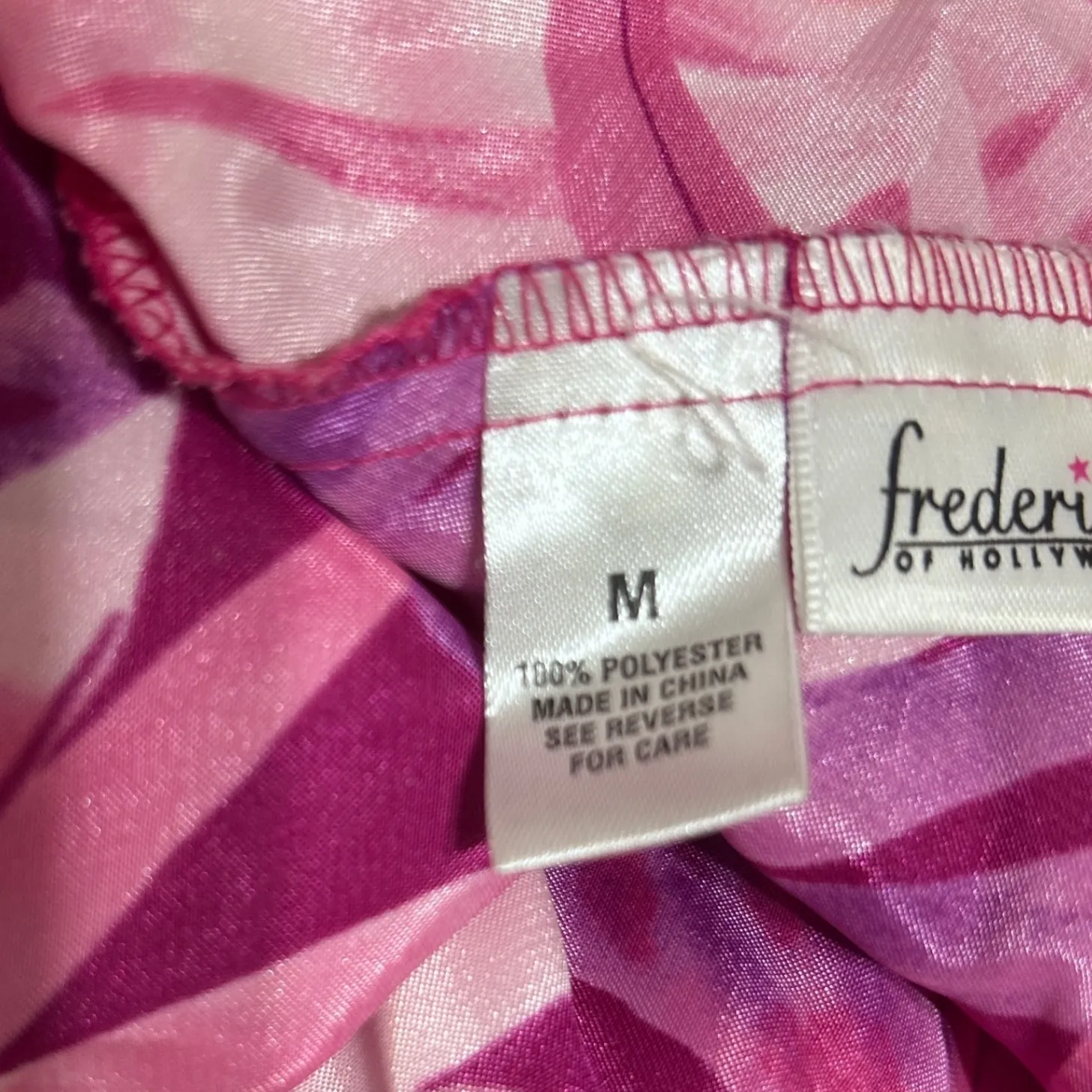Y2K Fredericks Of Hollywood Womens Satin Cami Top M Pink Purple Tropical Print - Image 8