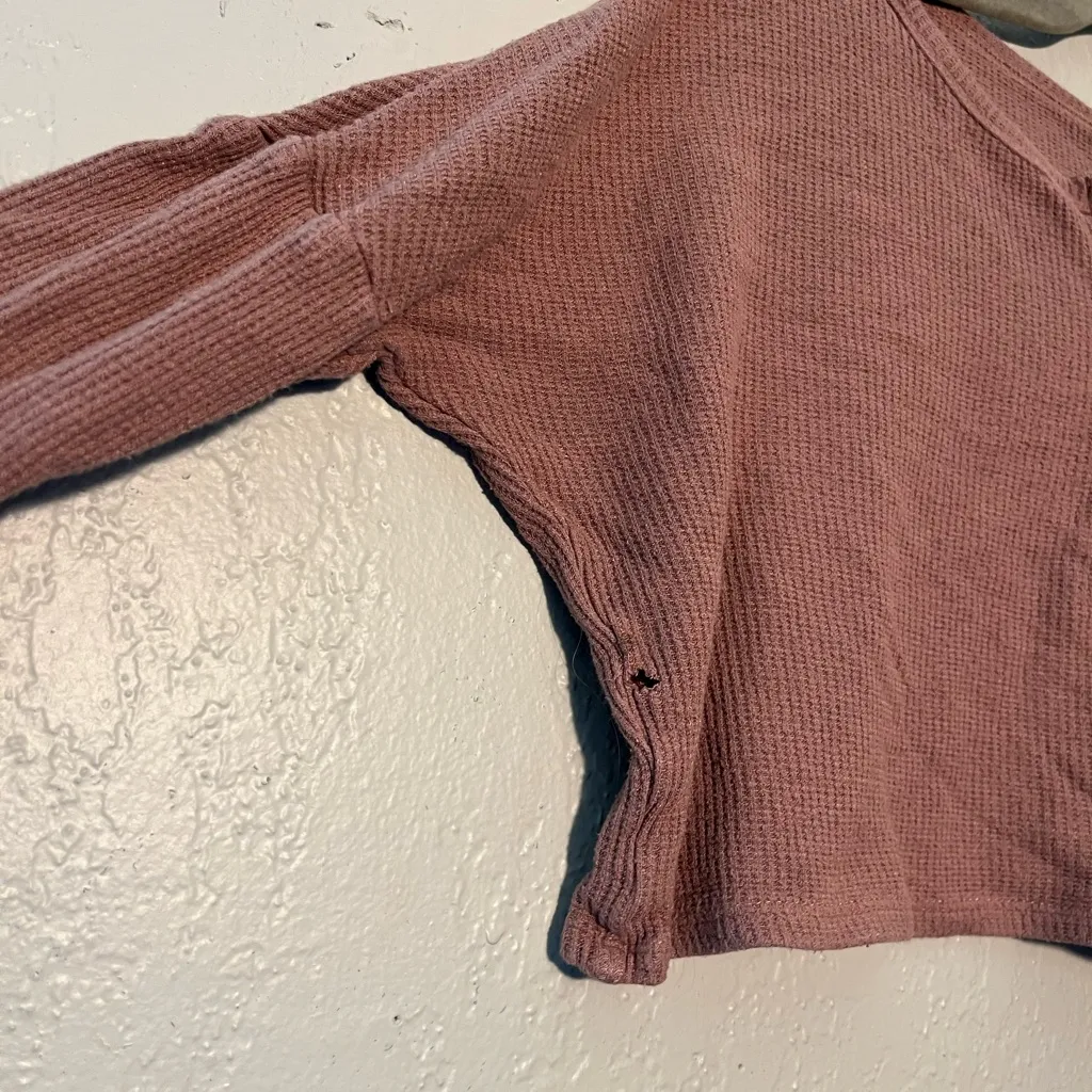 Heart & Hips Beige Polo Collar Button Down Crop Top SZ S Long sleeve Lightweight - Image 6