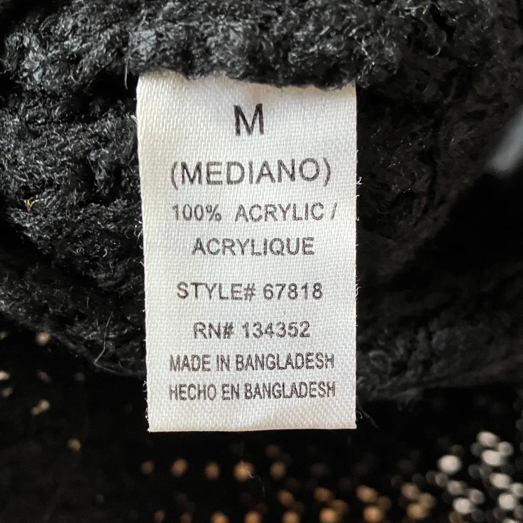 Ambiance Black Textured coat length Sweater with pockets medium - Image 3