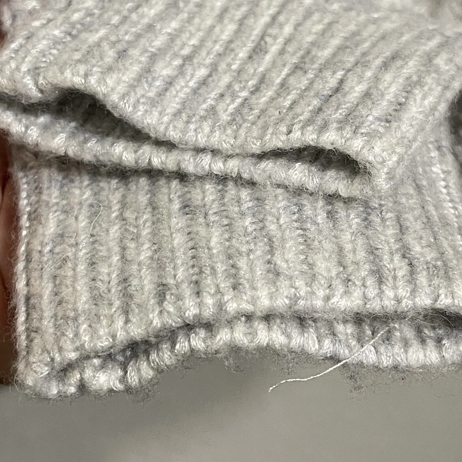 White House Black Market Wool Sweater Large Bejeweled Rhinestone Gray Knit Long - Image 5