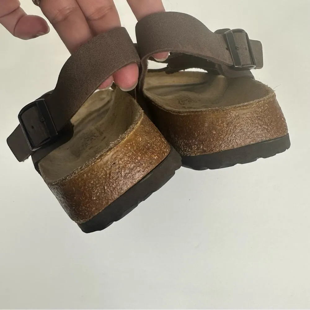 Birki’s Birkenstock Brown Leather Strappy Buckle Sandals Size 42 US 11 - Image 5