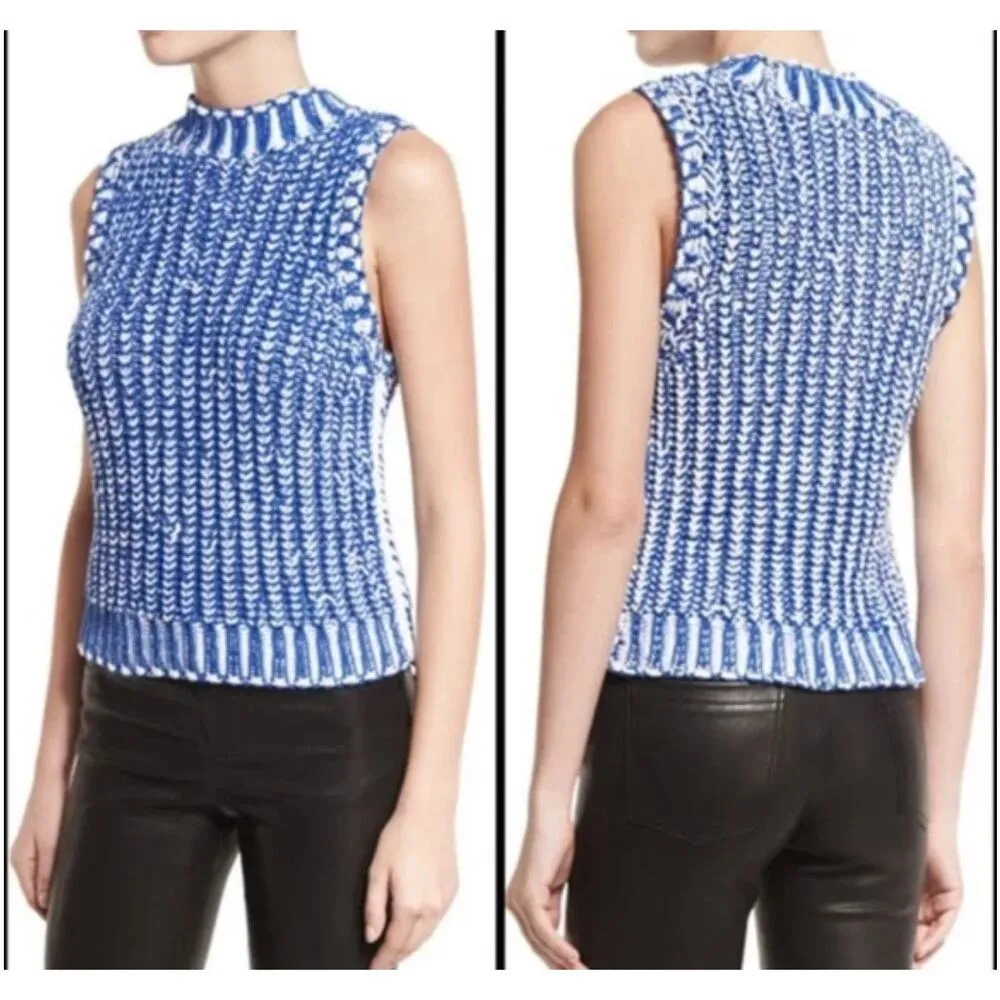 Alice + Olivia Tomi Two-Tone Chunky Knit Sleeveless Mock Neck Sweater XS… - Image 7