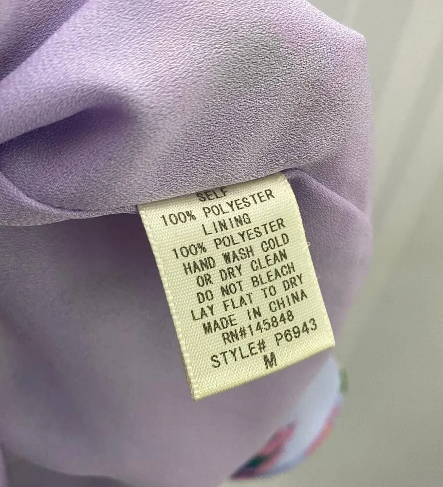 everly Floral Pleated 3/4 Sleeve V-Neck Ruffle Romper Medium Purple Lightweight - Image 9