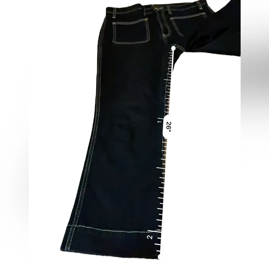 Khaite Raquel Black Flare Jeans Women’s Size‎ 30 White Topstitch Patch Pocket - Image 12