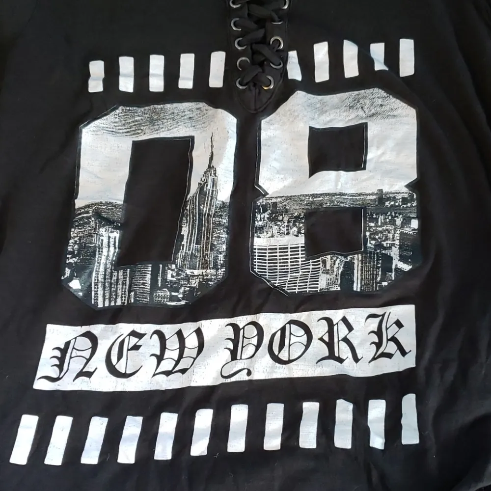 On Fire brand New York Black Tee w/ String Detail - Image 3