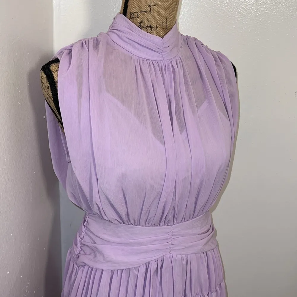 Nastygal Shirred Skirt w/ High Neck Chiffon Mini Dress - Image 9