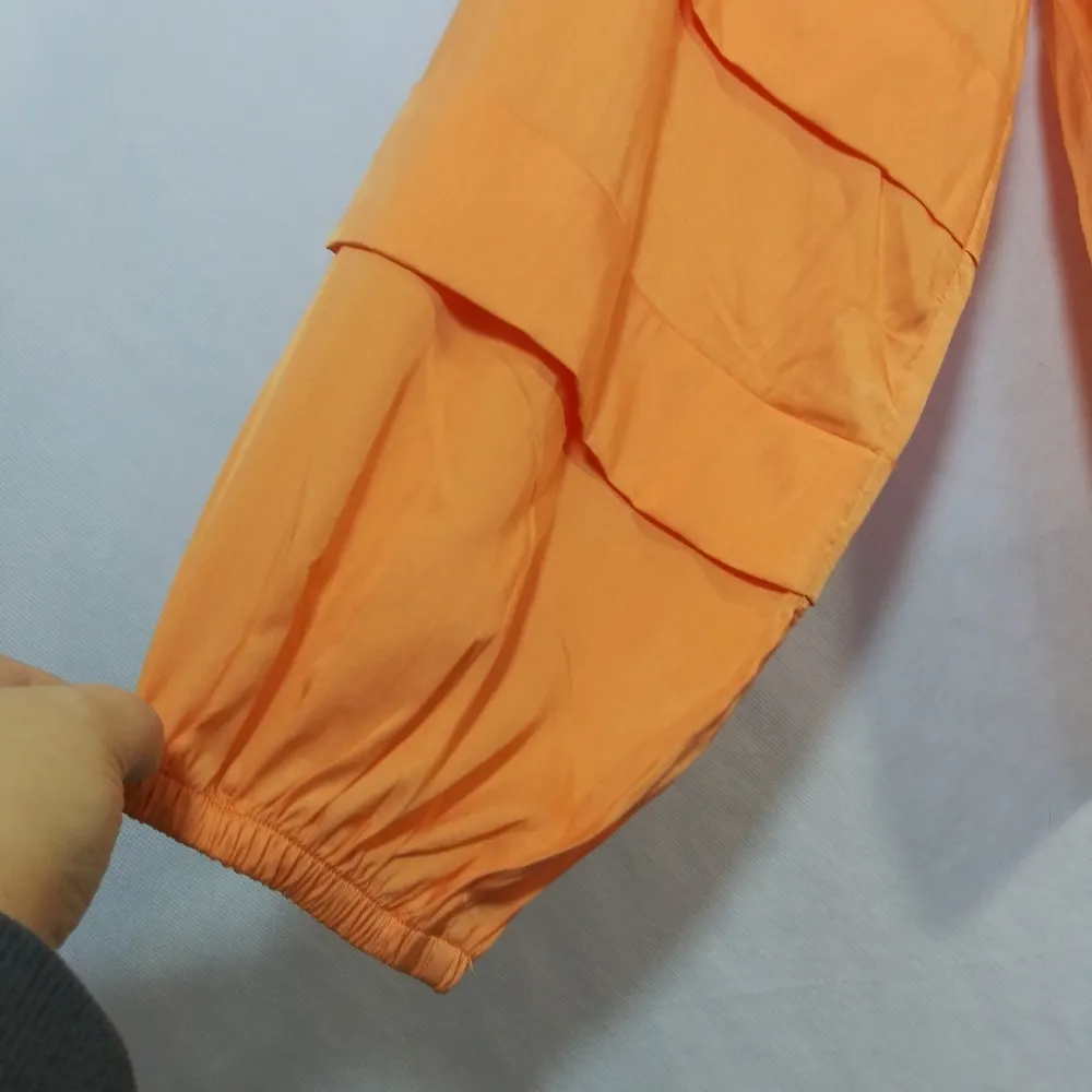 Worthington Orange Long Puff Tiered Sleeve V Neck Blouse Top Size XL - Image 4