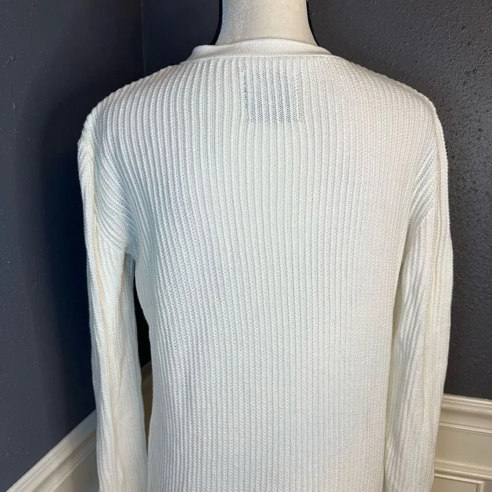 UNIF X Urban Outfitters White Waffle Knit Tunic Zipper Sweater - Image 10