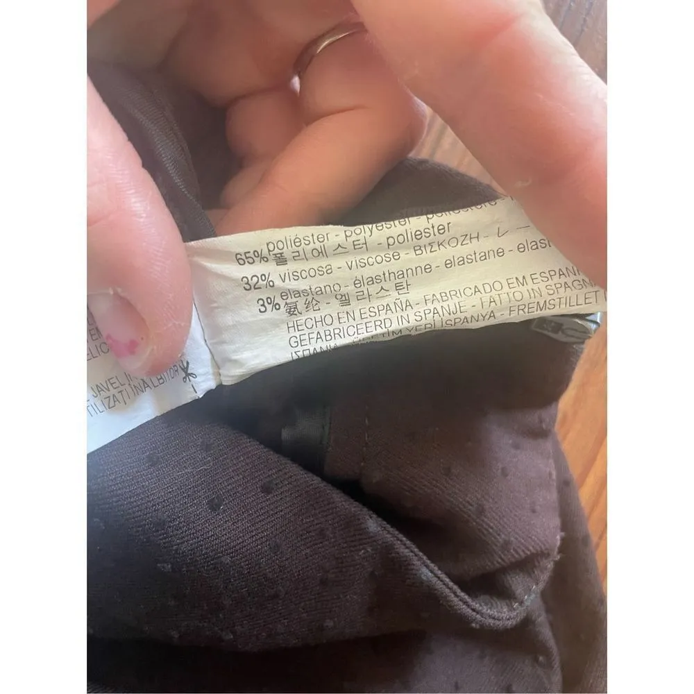 Zara dark brown Swiss dot straight leg trouser pants size XS - Image 10
