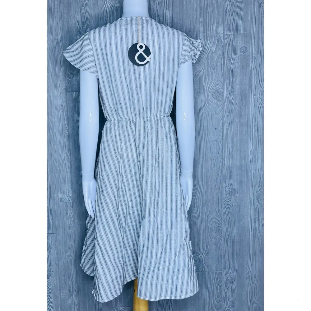 NWT &merci striped dress with tie front and cut out ruffle sleeve summer dress L - Image 4