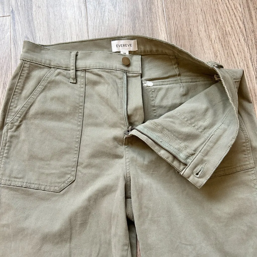 Evereve Payton Utility Ankle Slit Pant in Olive Green Size 28 - Image 10