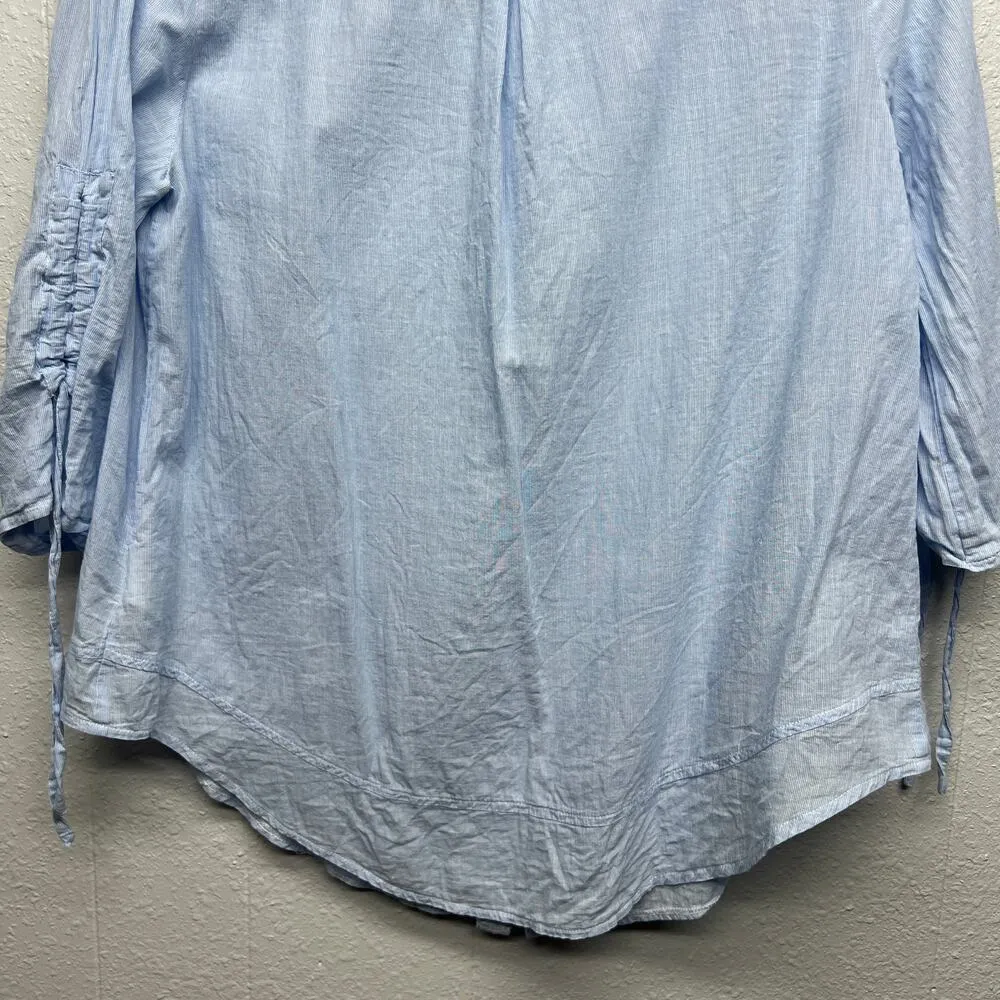 La Tium Womens Academia Lightweight Flowy Chic Preppy Beach Relaxed Shirt Large - Image 8