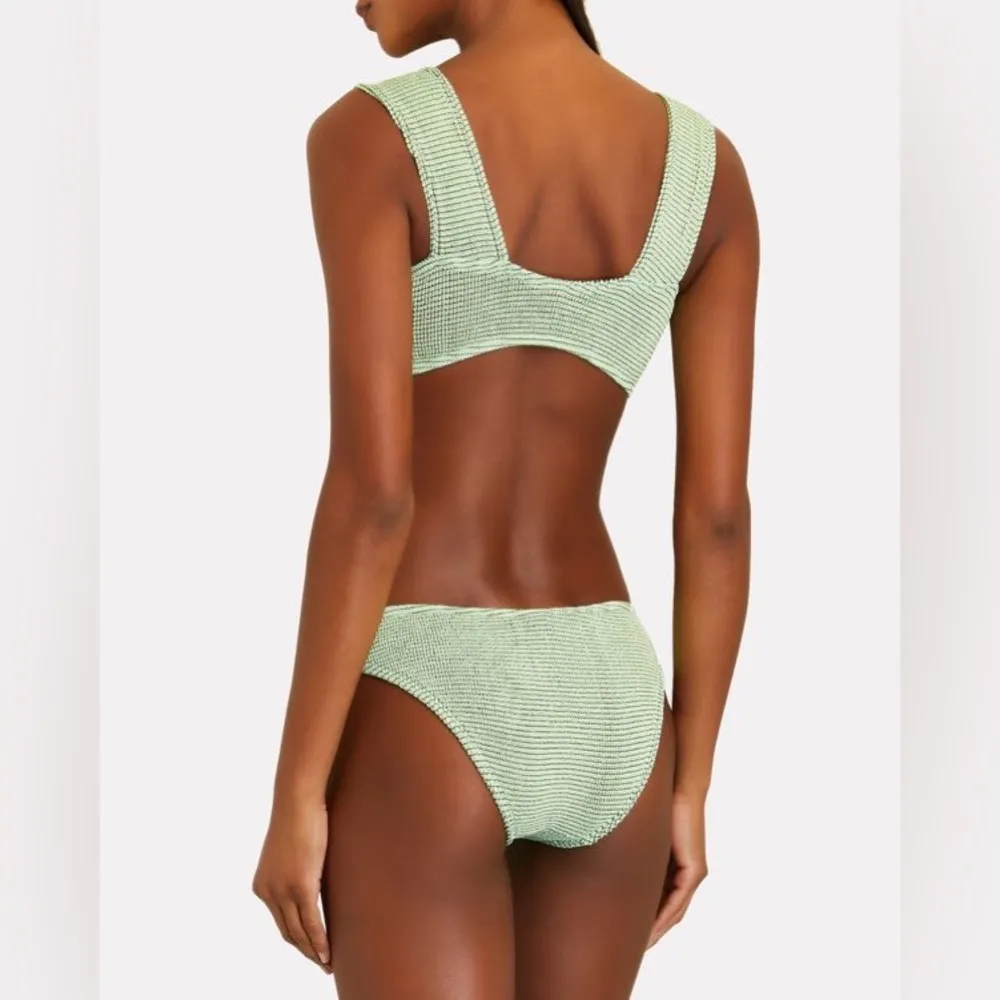 Bound by Bond-Eye Sonny Crop and Palmer Brief Bikini Set in Green Mint Lurex - Image 3