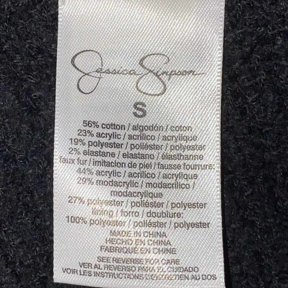 Oversized Faux Fur Lined Knit Black Sweater Cardigan Size Small - Image 11