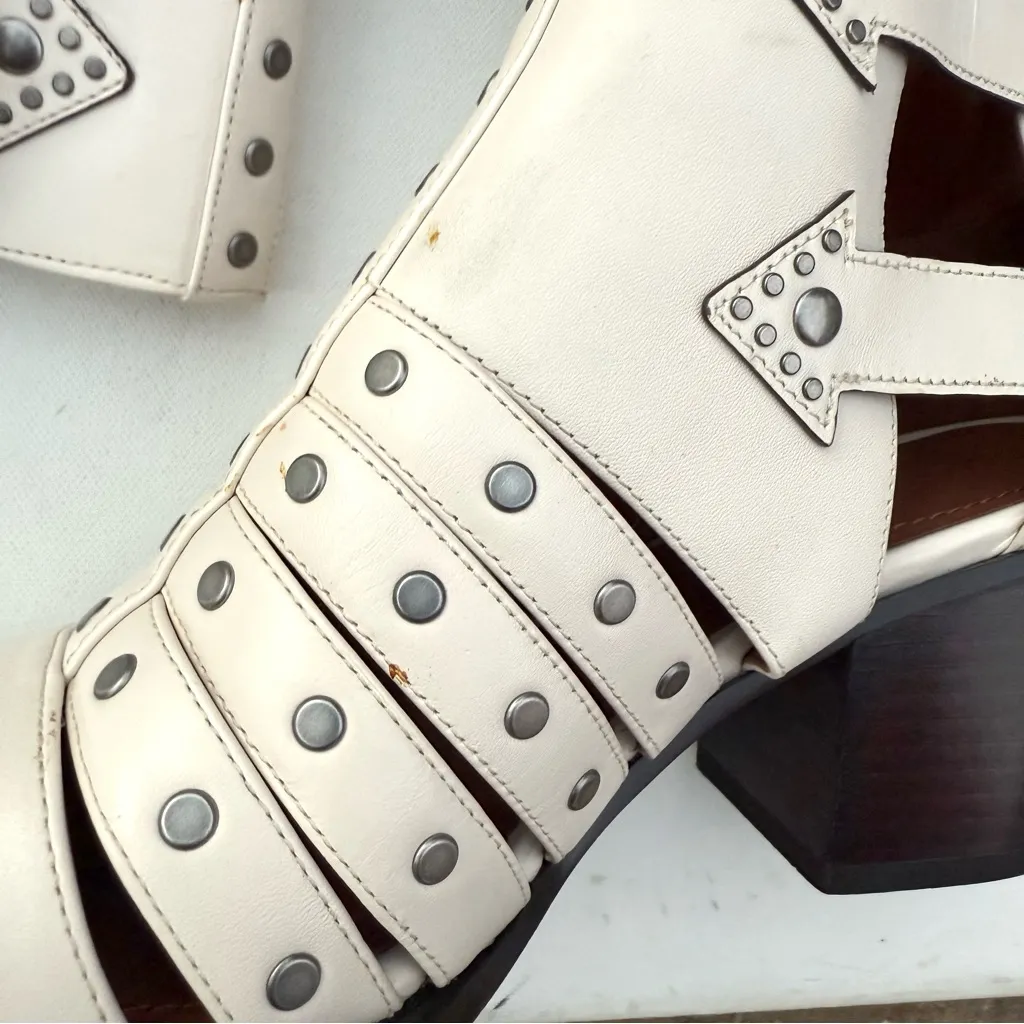 Coach Womens Boots Booties Phoebe White Studded Leather Size 10 - Image 5