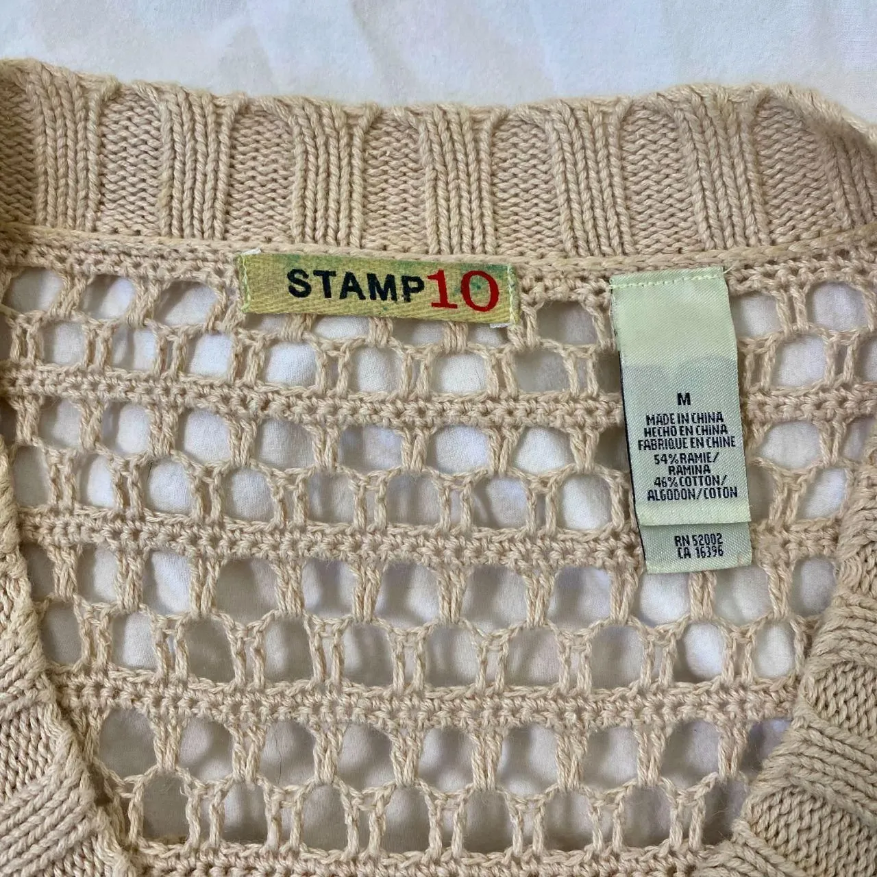 Early 2000's Cream Tan Cotton Blend Button Up Knit Crochet Cardigan M Size M - Image 7