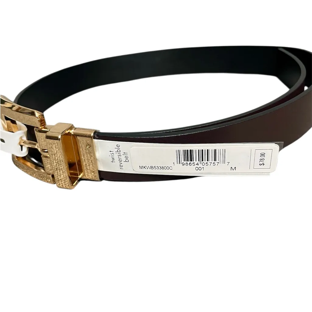 Michael Kors Twist Reversible Black to Brown Leather Belt 32”-37” Length $78 New - Image 4