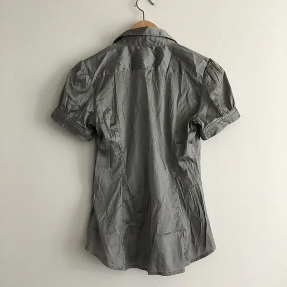 Express elite stretch‎ Ruffle Button Front Shirt - Image 4