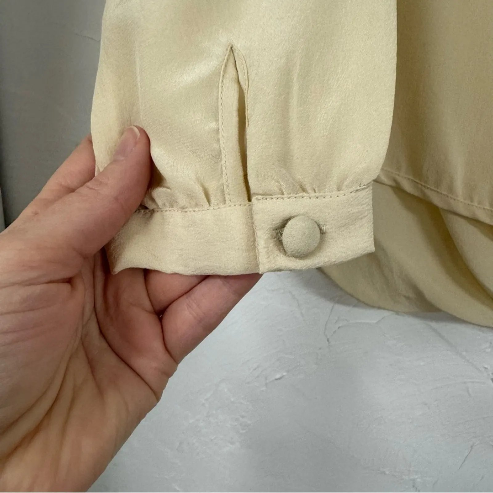 Ulla Johnson Cream Silk Sequined Neckline Draped Back Blouse Womens 2 Beaded - Image 5