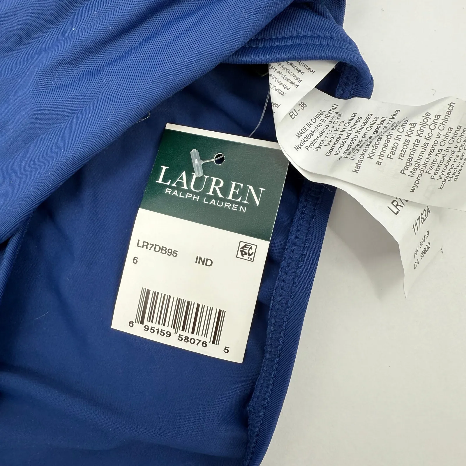 LAUREN RALPH LAUREN Bikini Bottom SZ 6 NWT Indigo Blue Beach Club Wide Shirred - Image 5