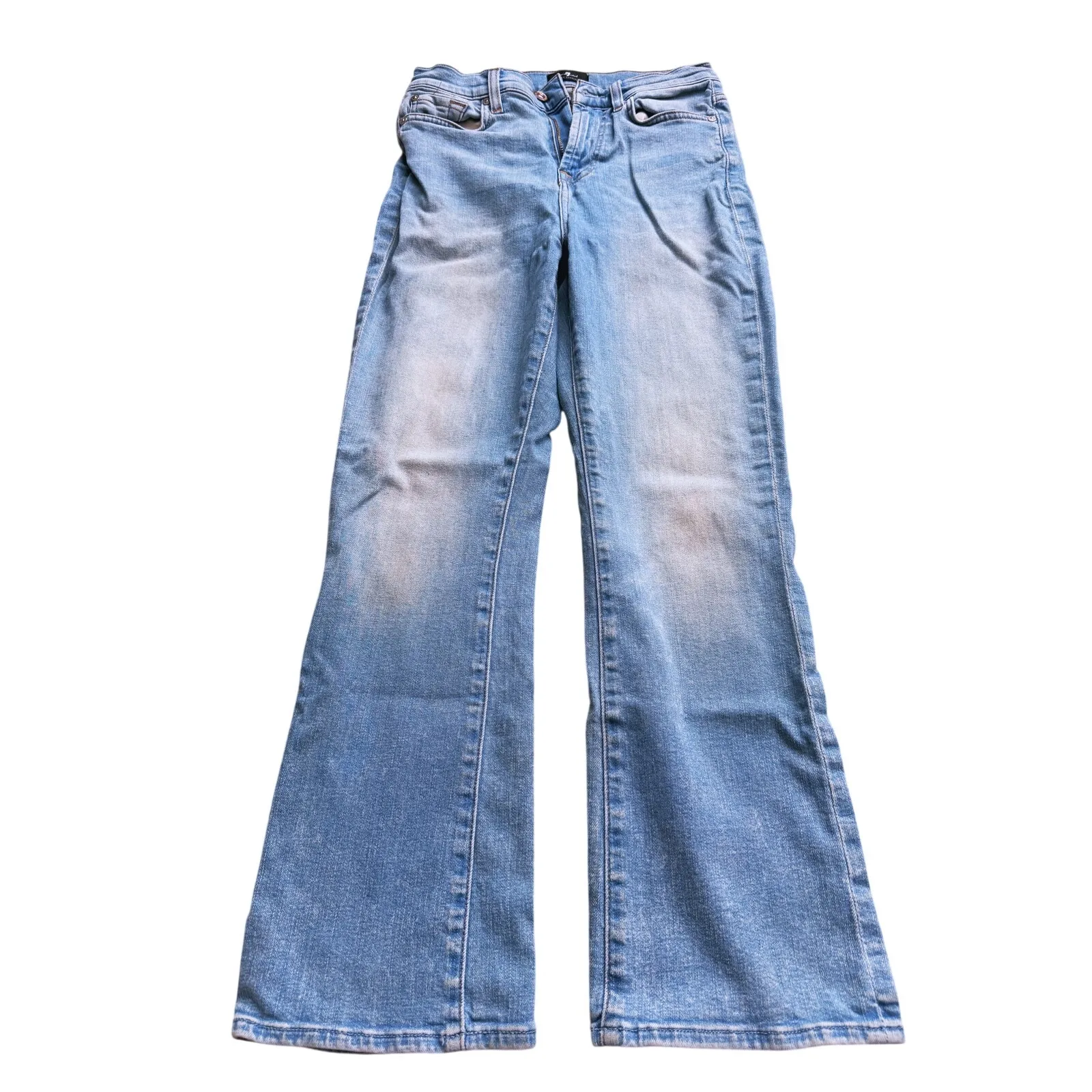 7 For All Mankind Y2K High Waist Kick Flare Jeans Size 26 Light Wash Blue Retro - Image 2