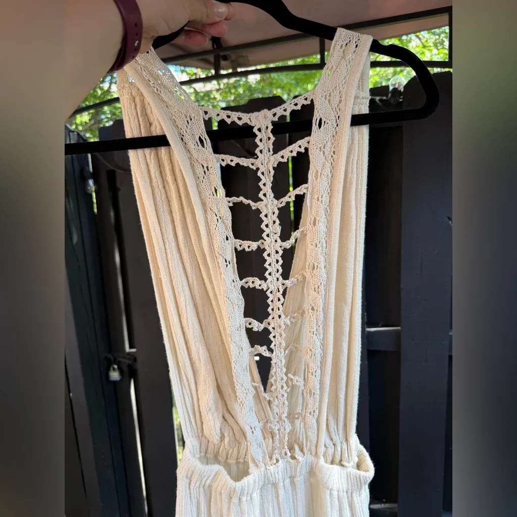 Jen's Pirate Booty x Free People Cream Gauze Crochet Sleeveless Boho Maxi Dress - Image 13