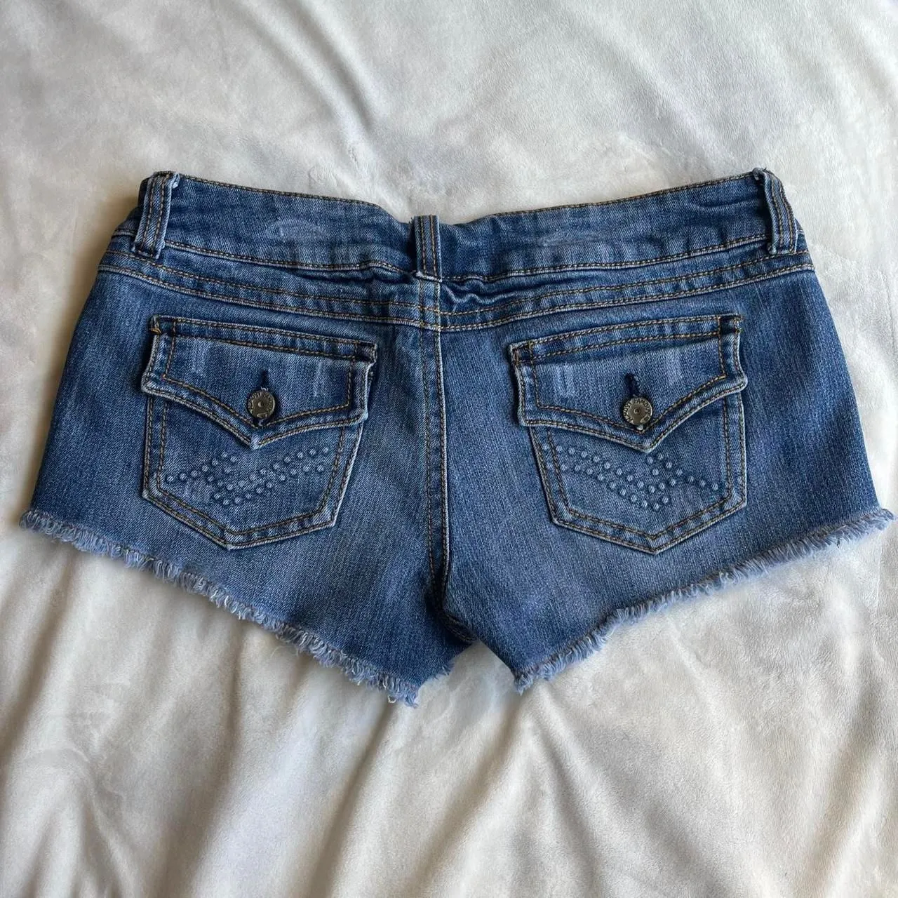 Vintage Y2K indie grunge Almost Famous blue denim low rise shorts size 11 - Image 2