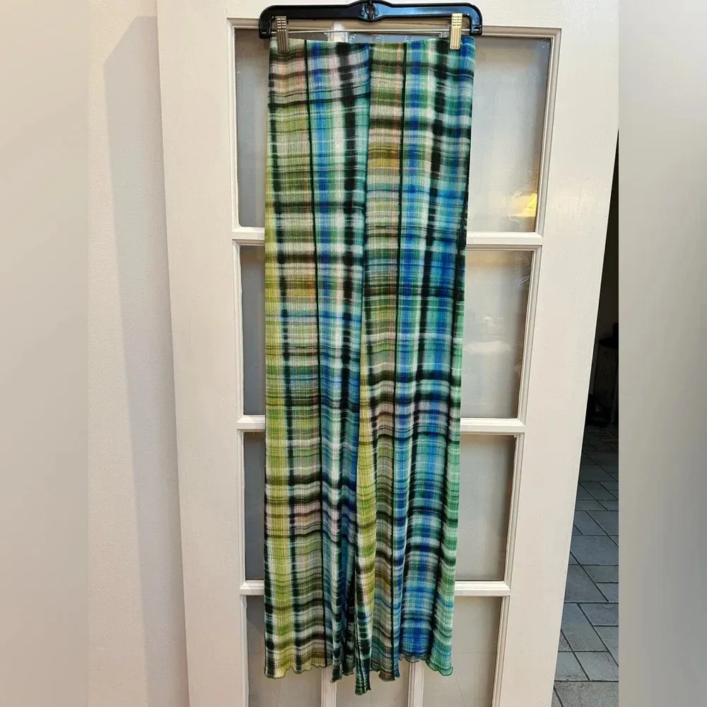 Urban Outfitters UO Margot Printed Wide-Leg Pant Green Blue Tie Dye Size S NWT - Image 5