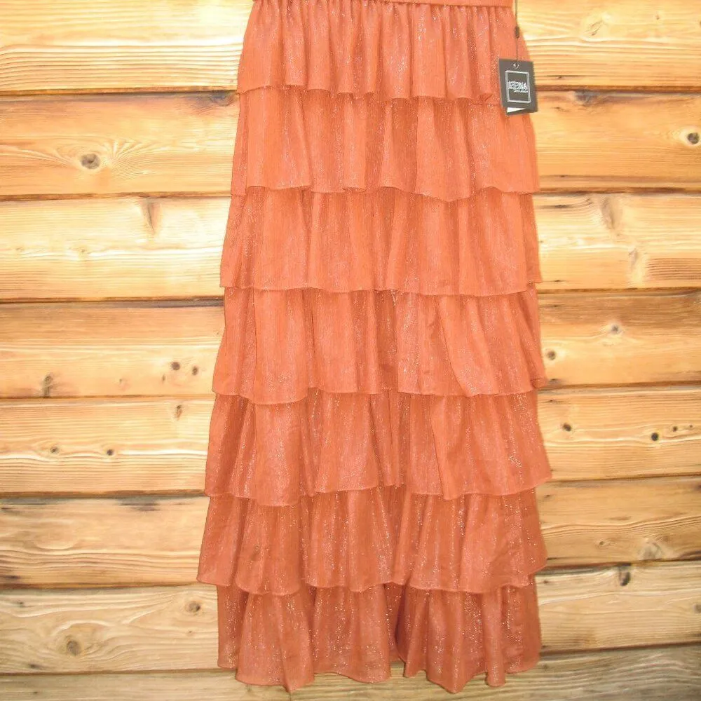 Mac Duggal 49287 Womens Sparkle Ruffle Layered Maxi Gown Dress - Image 10