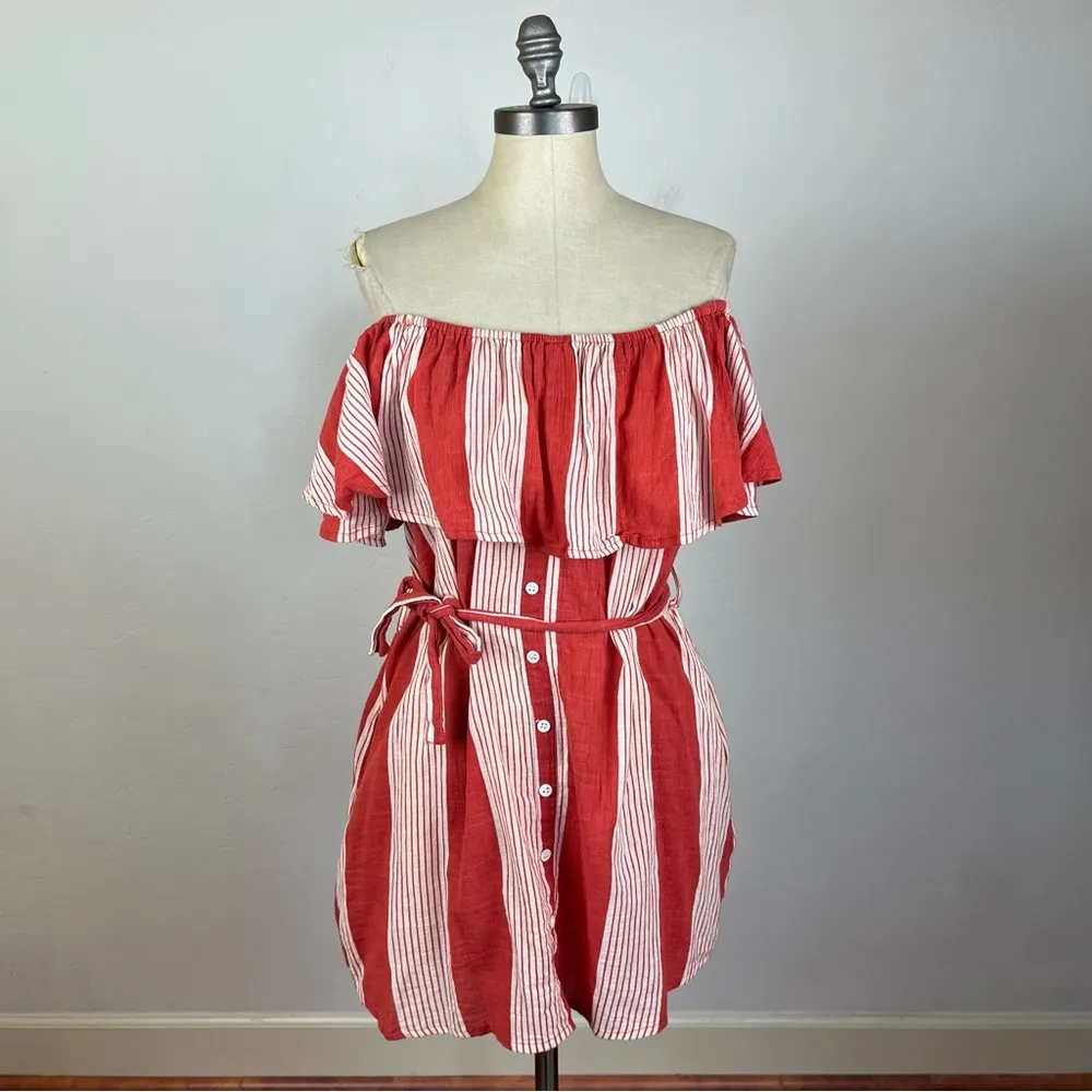 Faithfull the Brand Amalfi Rust Red Striped Dress - Image 2