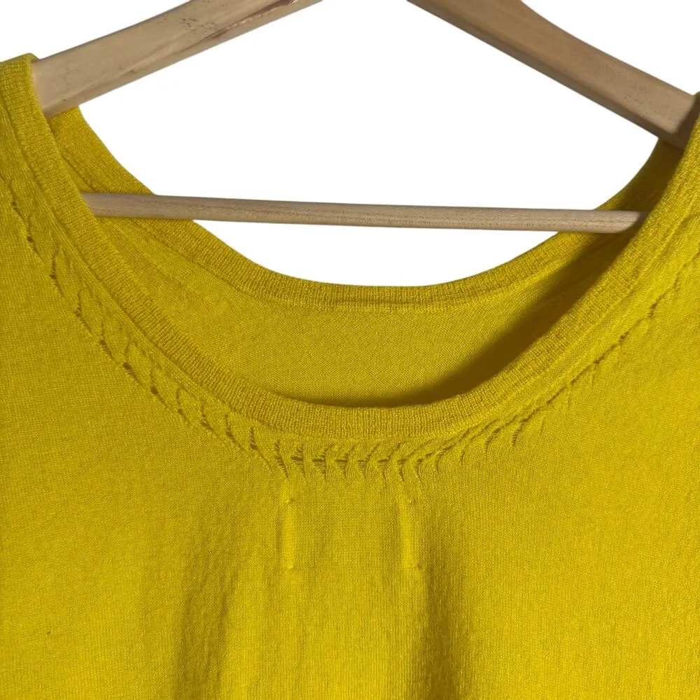 Zadig & Voltaire Yellow Merino Wool Short Sleeve Scoop Neck Knit Sweater Top XS - Image 8