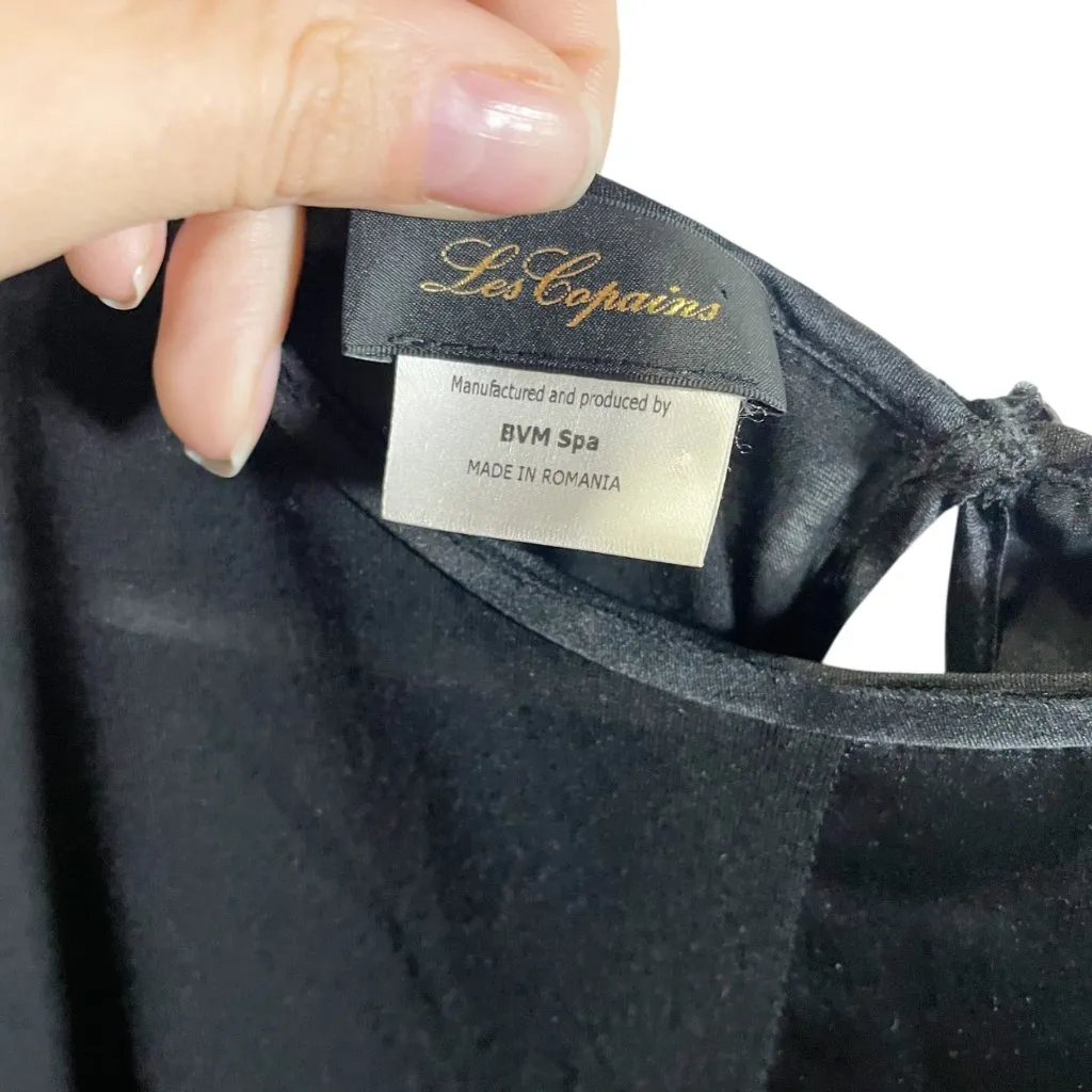 Les Copains Womens Black Satin Short Sleeve Blouse Size 42/ S - Image 3