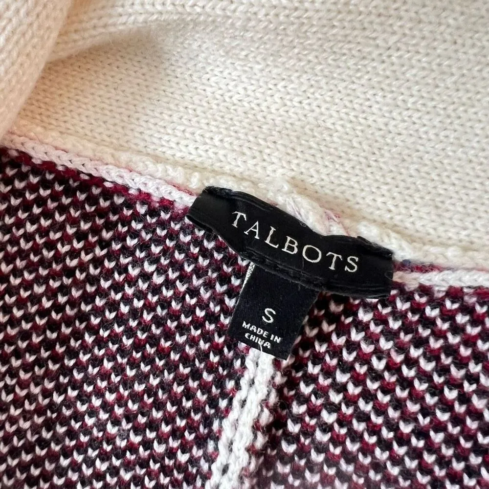 Talbots Multicolor Plaid Lapel Collar Knit Poncho Sweater Size Small - Image 7