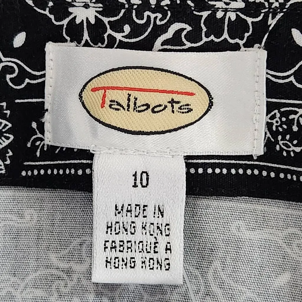 Talbots Black and White Bandana Print Mini Wrap Skirt NWT Size 10 Wrap Skirt - Image 6